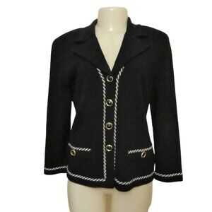 Vintage J.S.S Black Knit Button Down Blazer or Jacket in SZ Medium, USA Made